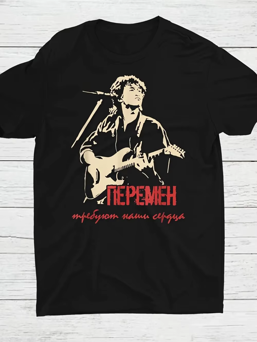 T-shirt imprimé rétro pour hommes Viktor Tsoi Cinema Band - T-shirt rétro musical soviétique avec le