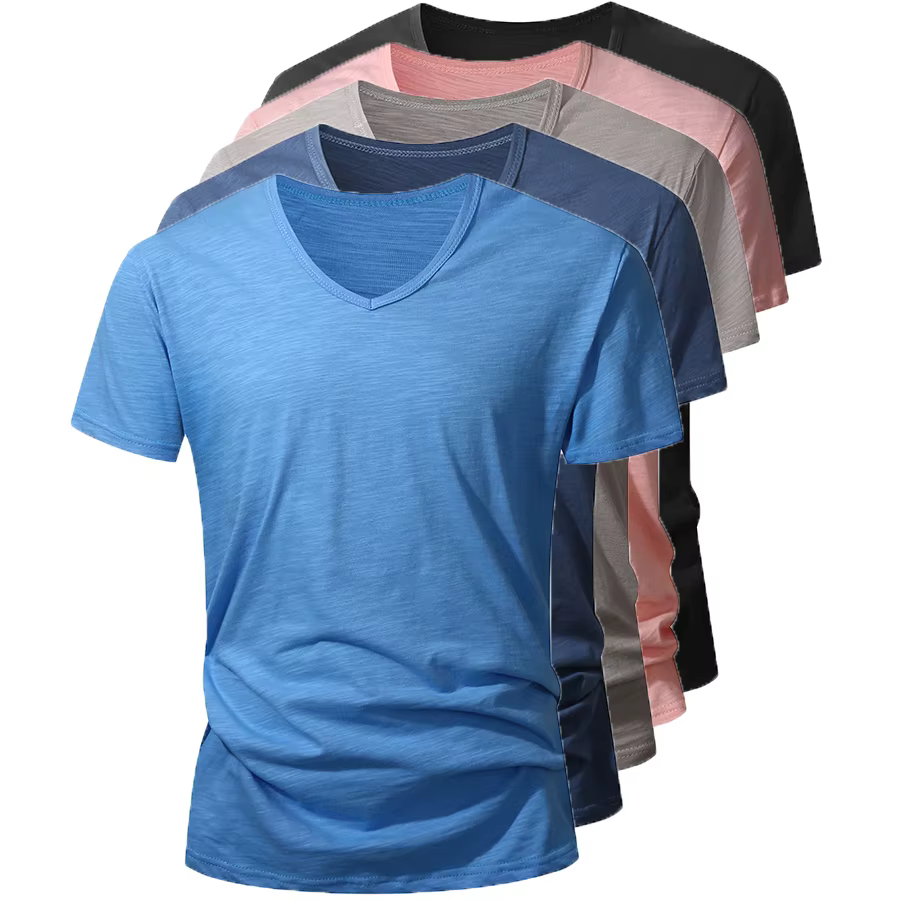 T-shirt pour homme 100% coton, manches courtes, été, noir et blanc, vêtements pour homme, doux, de h