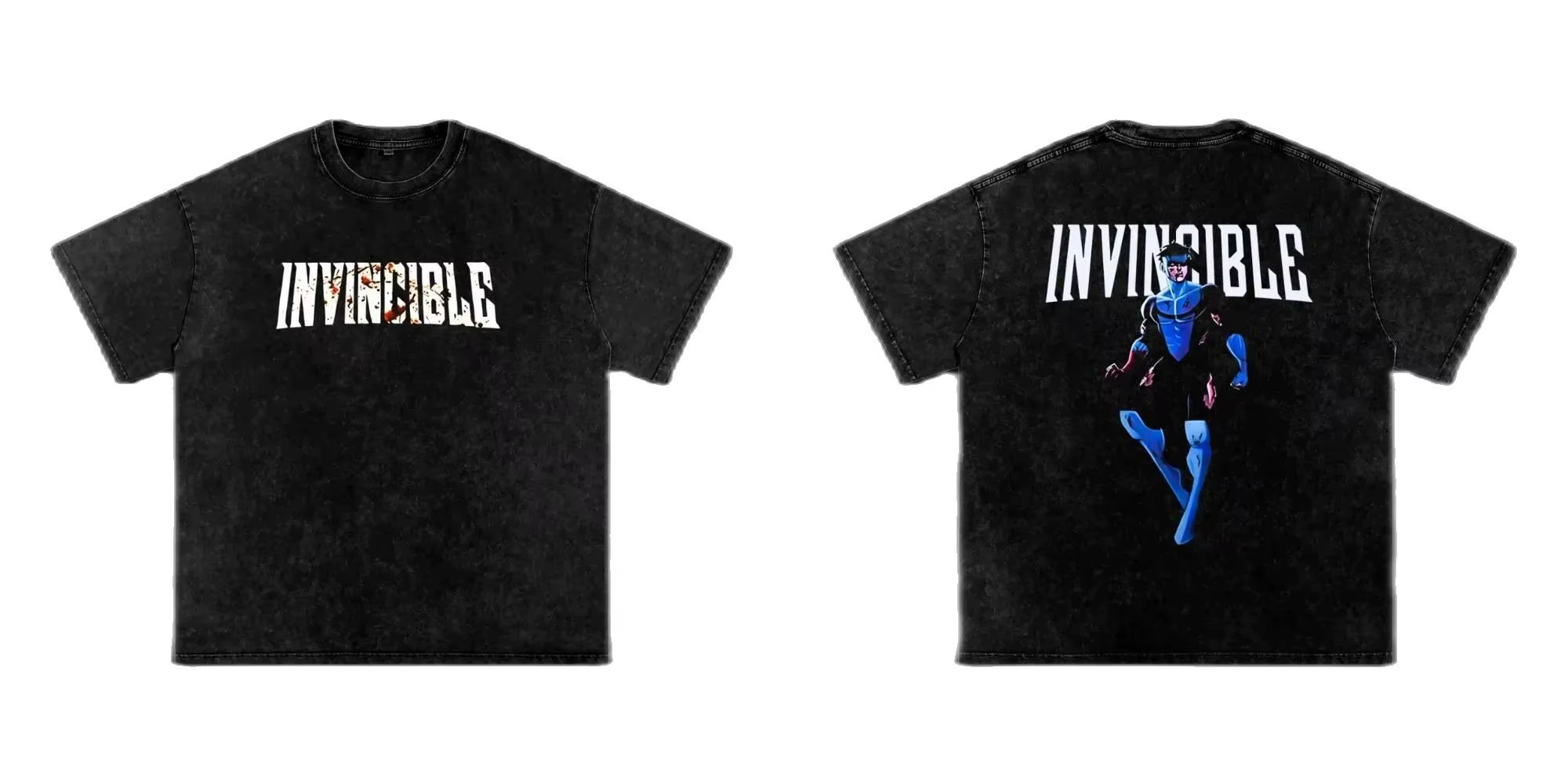 Super-héros Invincible T-Shirt graphique Mark Grayson imprimé T-shirt Vintage lavé T-shirt hommes fe