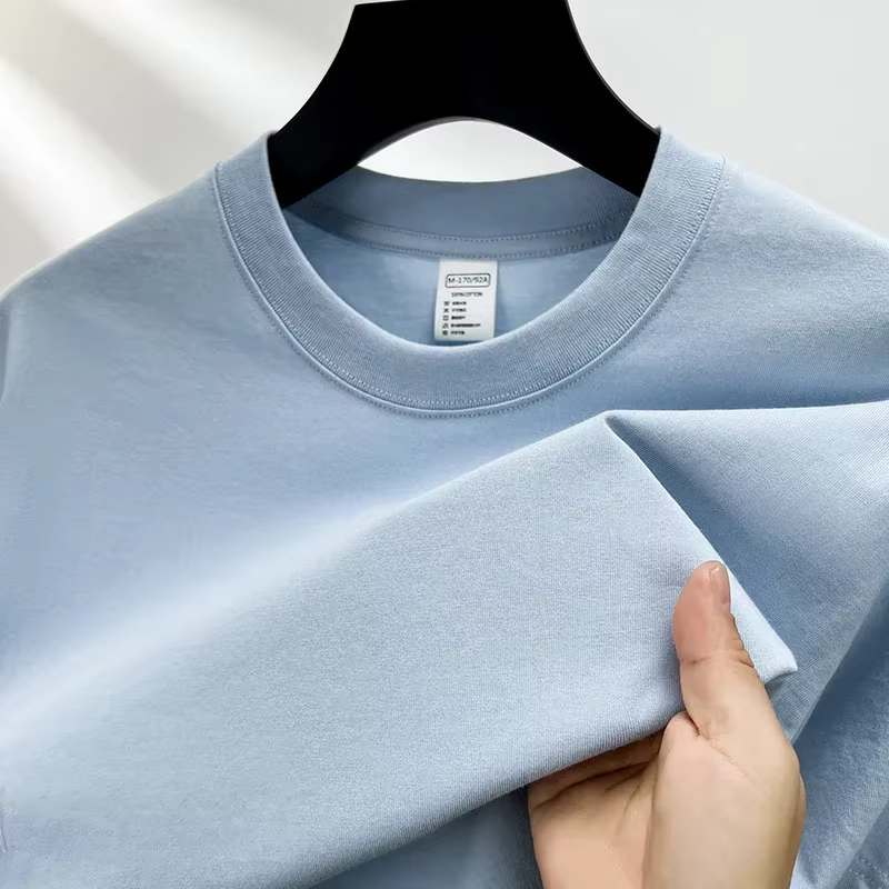 100% pur coton été haut de gamme marque hommes à manches courtes col rond Style à la mode demi manch