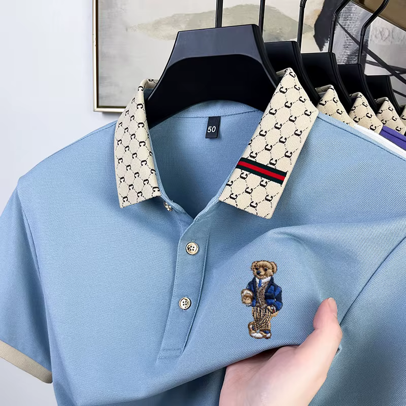 Polo d'été de haute qualité pour hommes, Design de marque à la mode, ours en peluche brodé, Golf, so