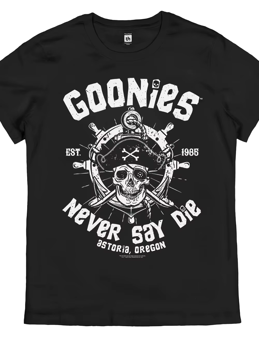 Goonies Never Say Die T-Shirt rétro pour hommes, inspiré officiellement, Logo du film des années 80,
