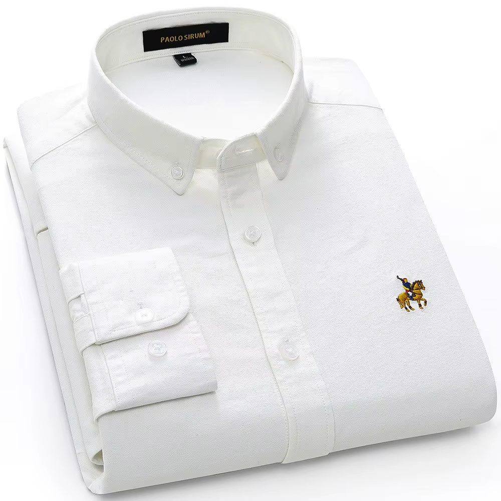 Nouvelle chemise boutonnée en tissu Oxford haut de gamme pour homme, avec un logo unique, manches lo