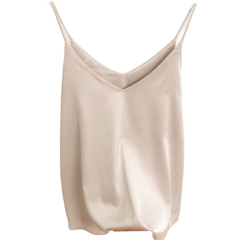 Nouveauté Été 2026 – Débardeur Slim Sexy pour Femme – Col V Sans Manches – Gris Uni – Tops Courts Co