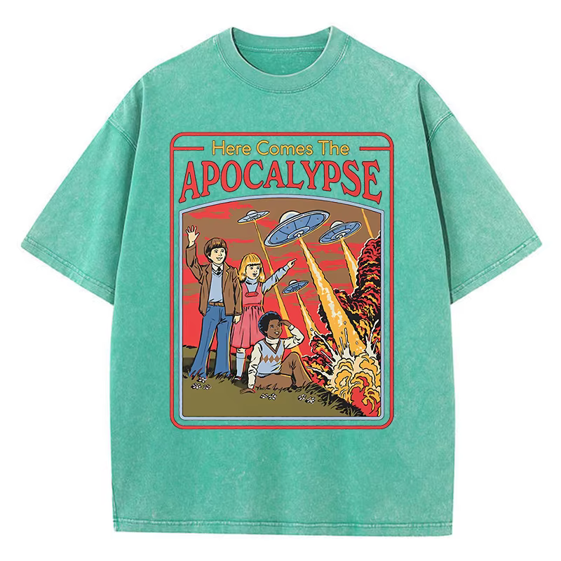 Voici l'Apocalypse Ufo lavé rétro hommes vêtements surdimensionné qualité Streetwear mode couverture