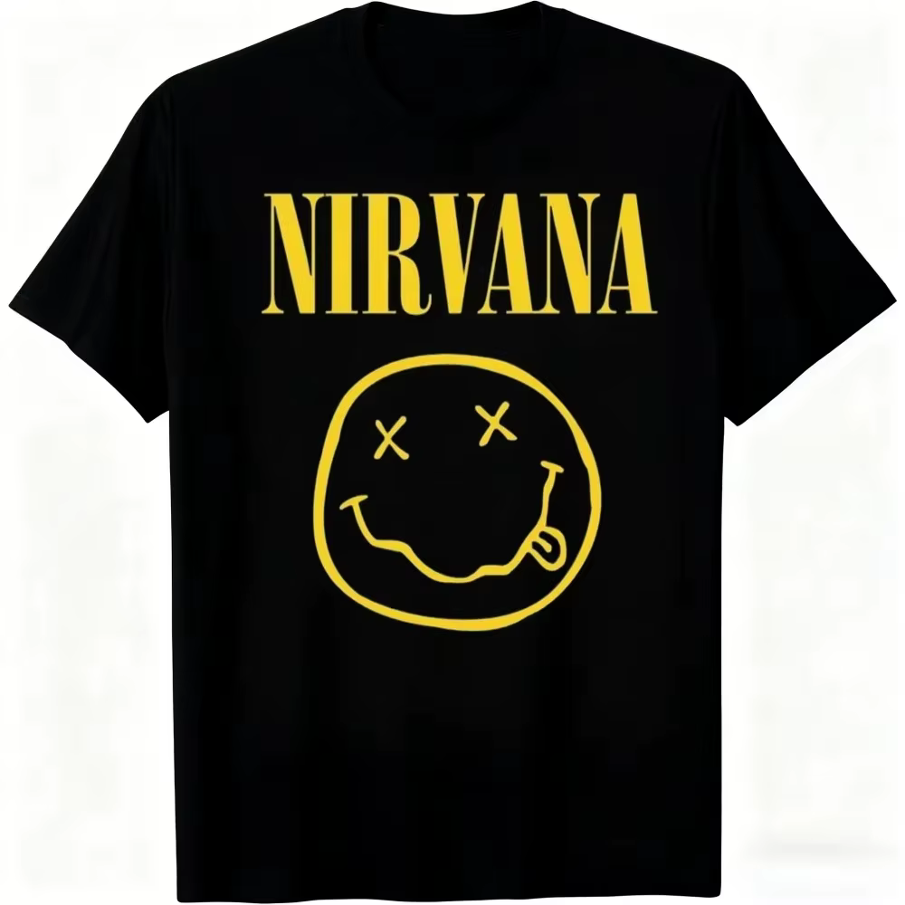 Nouveau T-shirt pour homme de la groupe de rock Nirvana, style hip-hop, t-shirt oversize Y2K pour ho