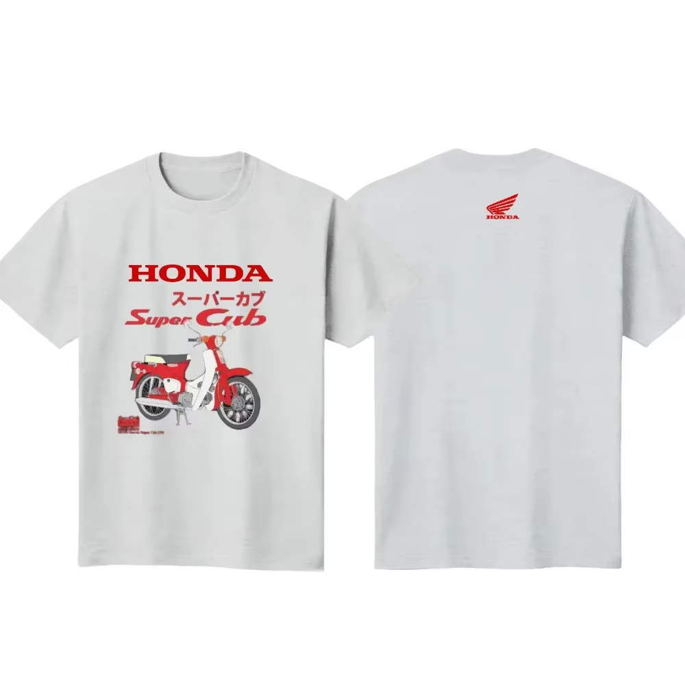 T-shirt pour homme Honda Super Cub, style vintage, motif motard, en coton, décontracté, à manches co