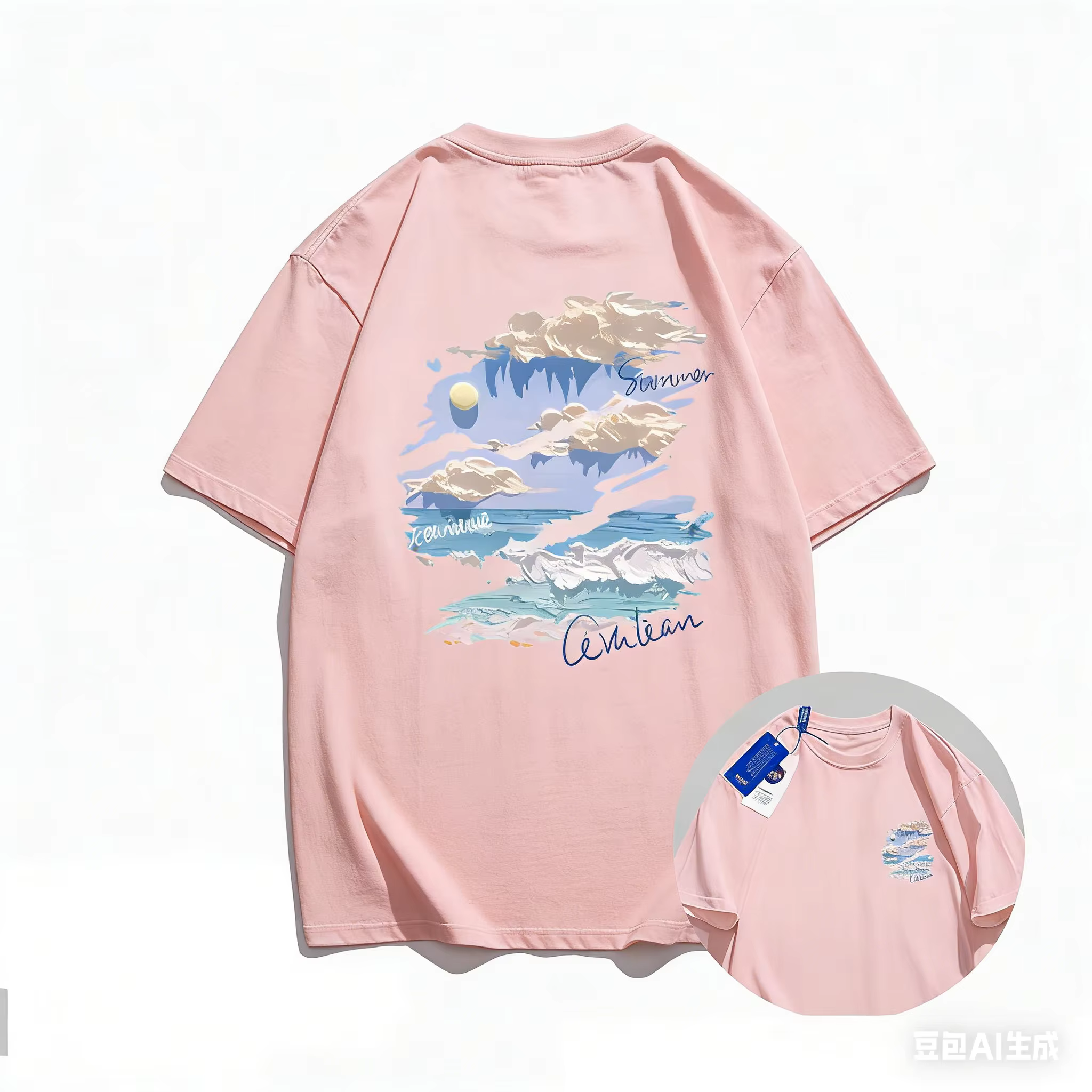 Tendance Été 2026 - T-shirt à Manches Courtes Motif Graffiti Peinture à l'Huile - Unisexe, Coton Pur