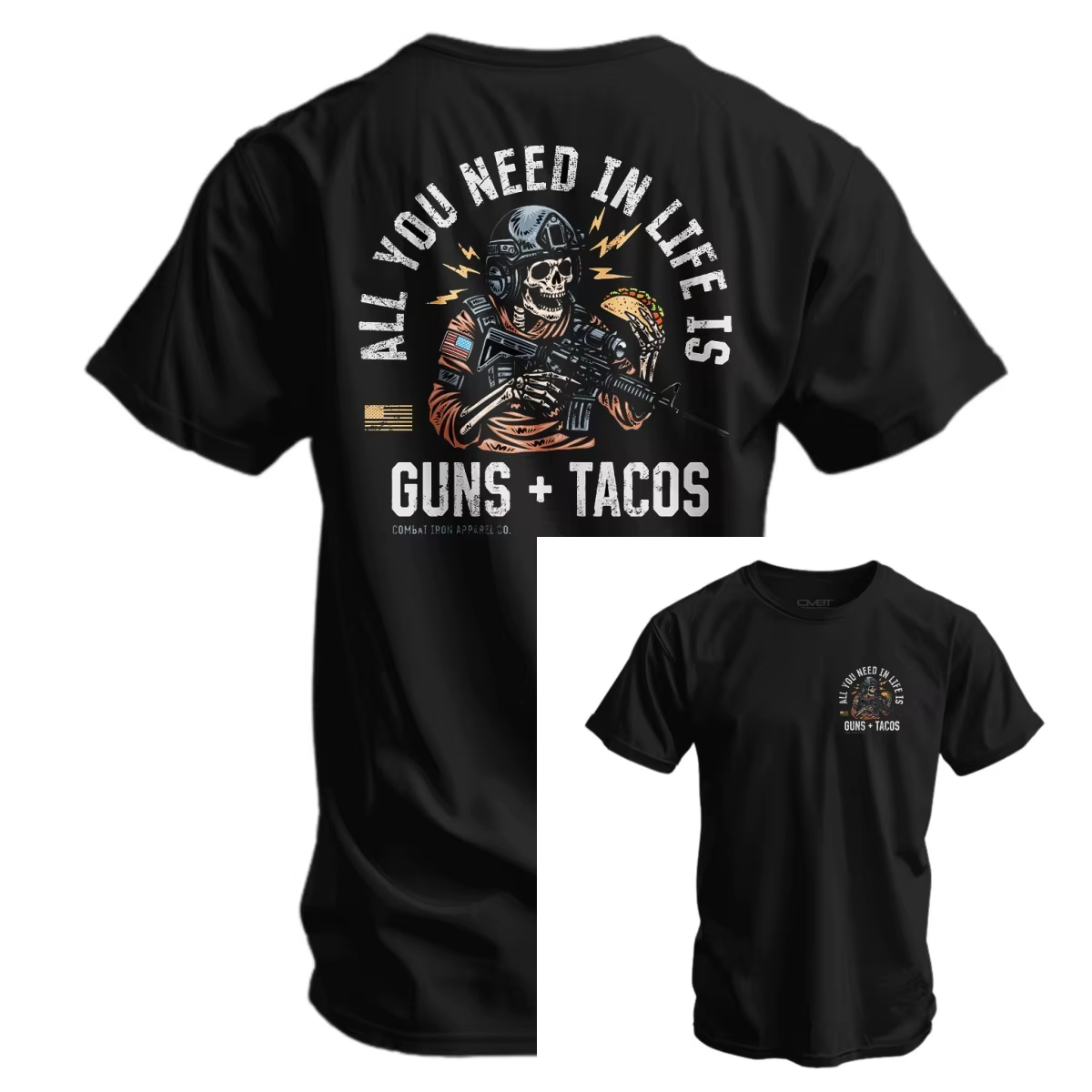 T-shirt pour homme « All You Need in Life Is Tacos » - T-shirt militaire Combat Iron - Convient pour