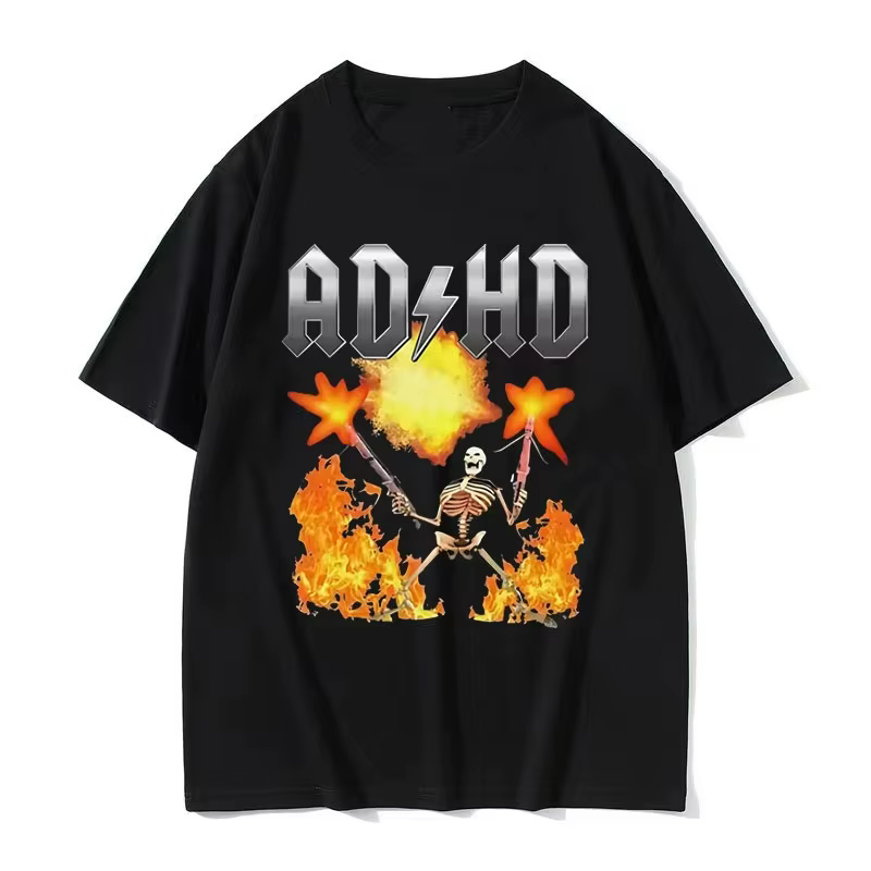 T-shirt de sensibilisation au TDAH Audhd Funny Overstimulated Meme, T-shirts à manches courtes pour 