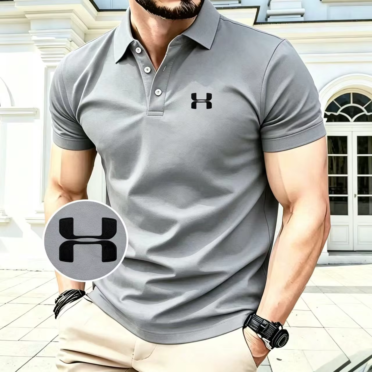 Polo brodé pour homme, collection été 2026, haut de gamme, confortable, à manches courtes, idéal pou