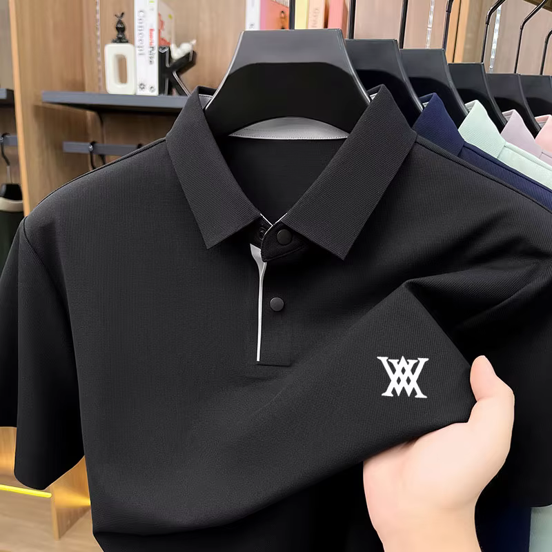 Polo homme de marque haut de gamme, nouvelle collection, en soie glacée, frais et respirant, t-shirt