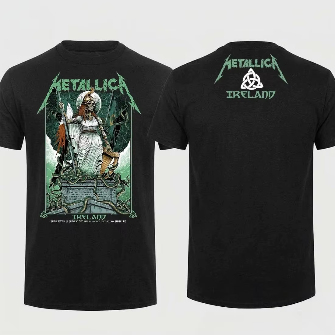 T-shirt Metallica M72 World Tour 2026 Dublin Irlande pour hommes et femmes, chemises d'été 100% coto