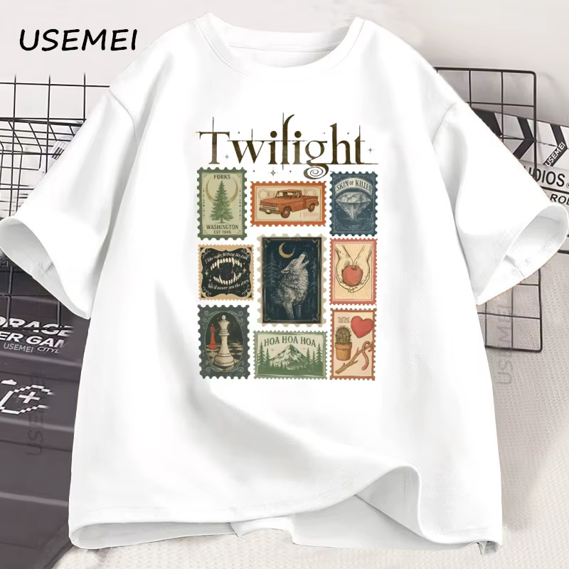 Vintage crépuscule fourchettes T-shirt livre amant coton hommes femmes T-shirt unisexe vêtements été