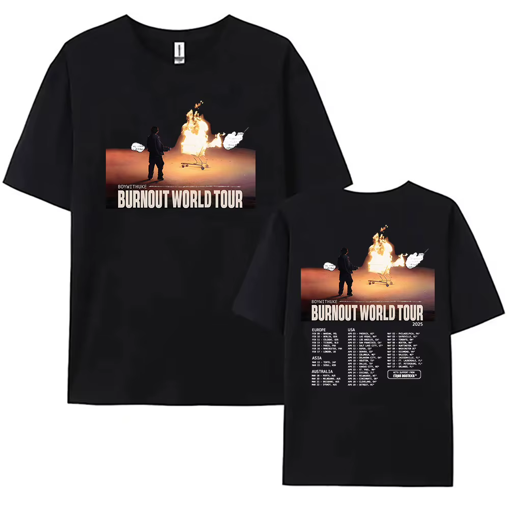 Boywithuke-T-shirt manches courtes col rond femme/homme, estival et décontracté, en coton, Burnout W