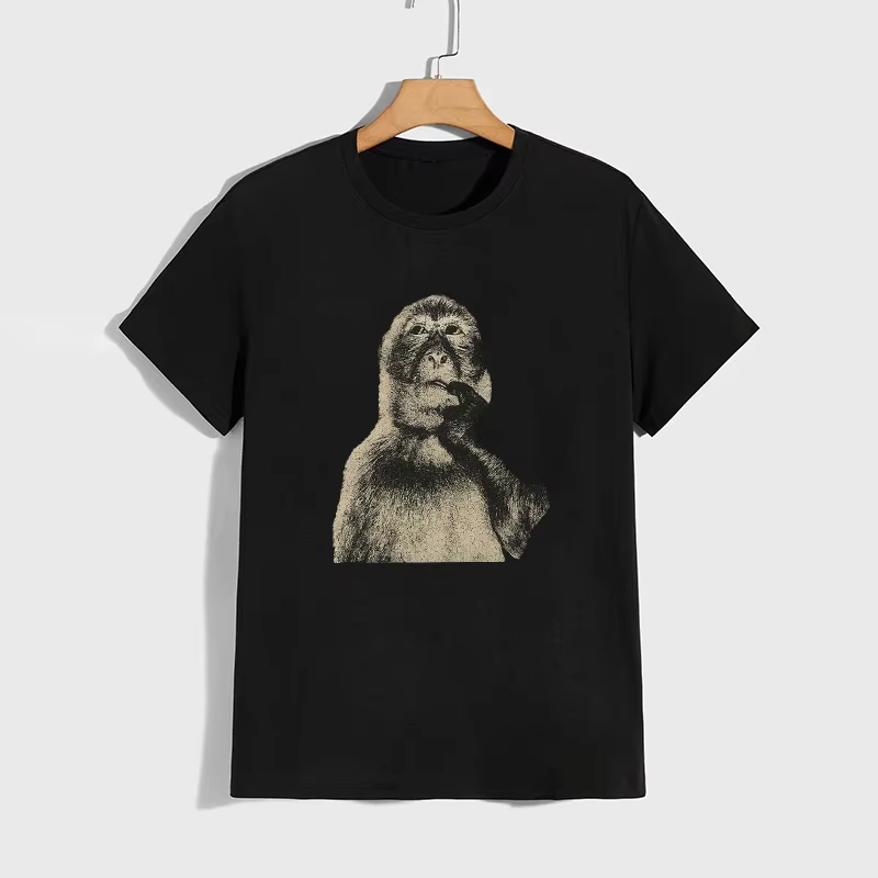 Drôle singe hommes T-shirt printemps été quotidien décontracté mode à manches courtes haut col en o