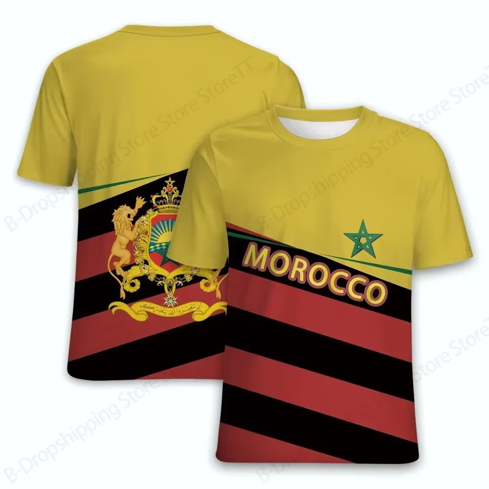Drapeau marocain impression 3d T-shirt hommes femmes mode T-shirt drapeau marocain emblème graphique