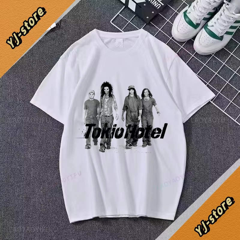 T-shirt de groupe de rock alternatif allemand Tokyo Hotel, groupe Emo Punk des années 90, rétro, hip