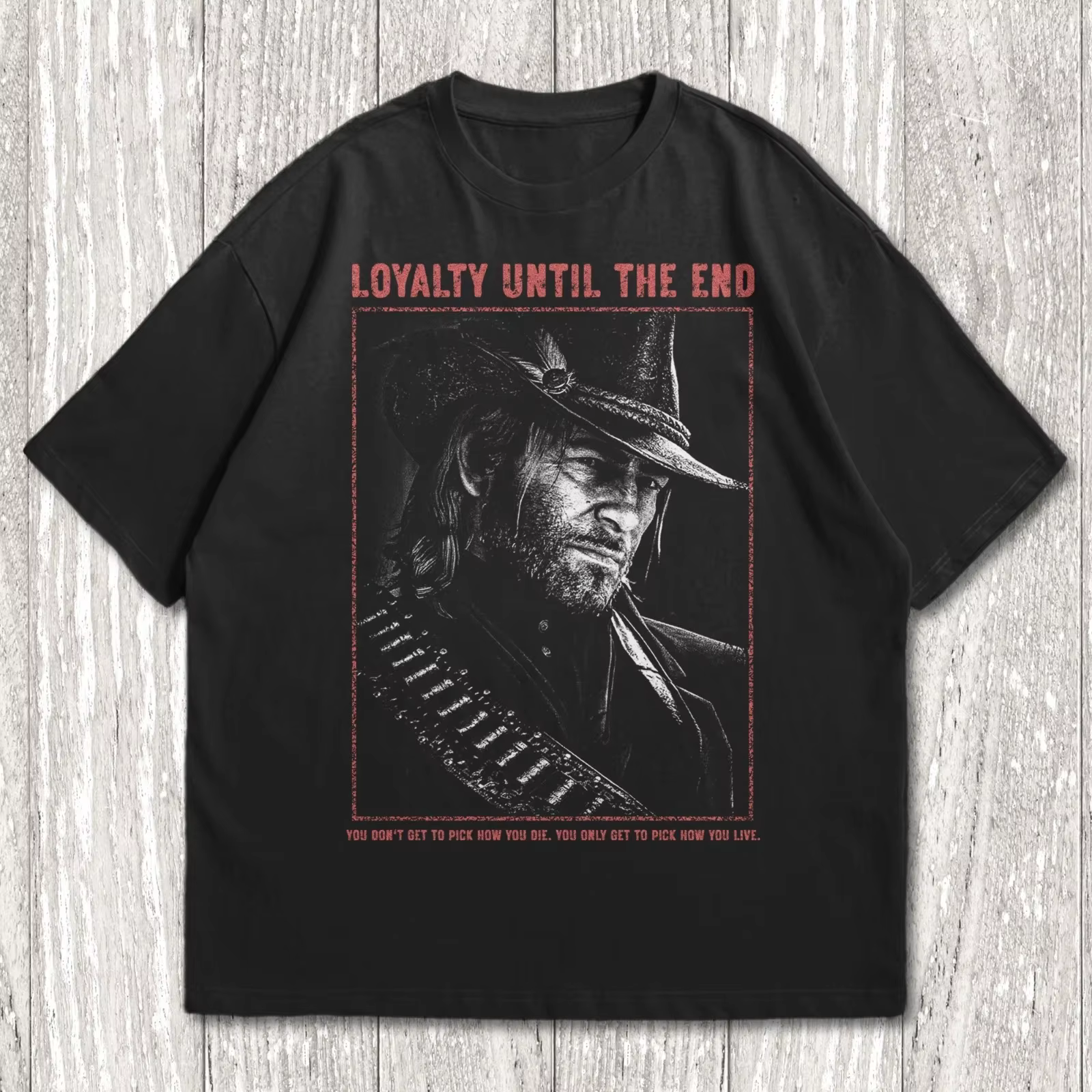 T-shirt vintage Arthur Morgan Loyalty Until The End avec portrait de cowboy, en coton doux, à manche