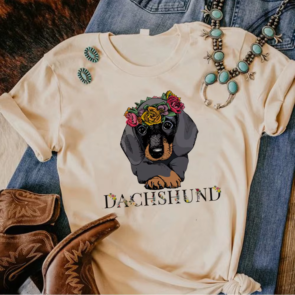 T-shirt de Teckel pour Femme, Streetwear, Dessin Animé, Vêtement de Bande Dessinée