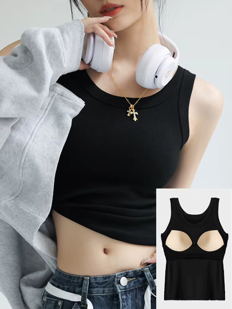 debardeurs femme été, Camisole Oupill-Camisole en Fil Précieux pour Femme, Rembourrage de Soutien-Go