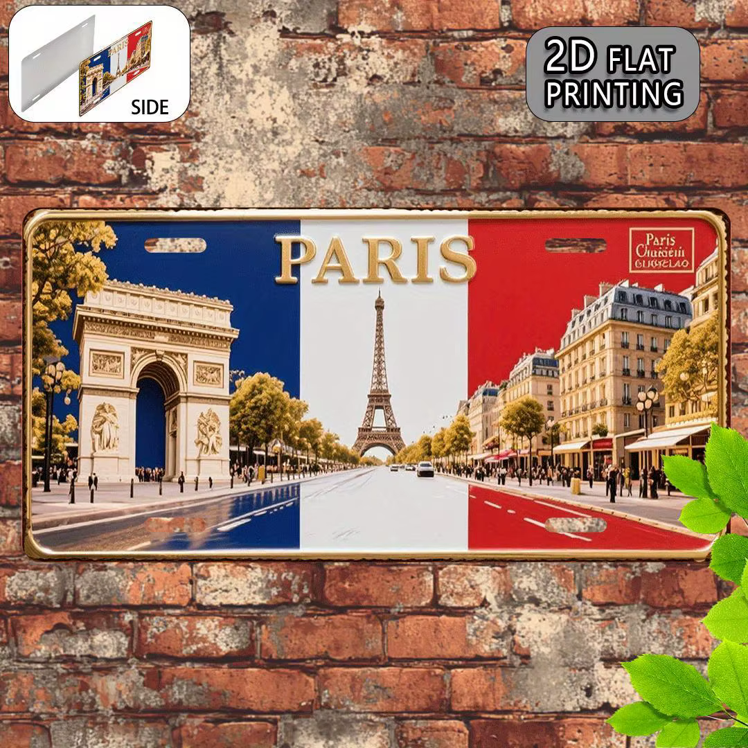 Impression, plaque d'immatriculation en aluminium en métal Vintage de Paris, panneau décoratif (), c