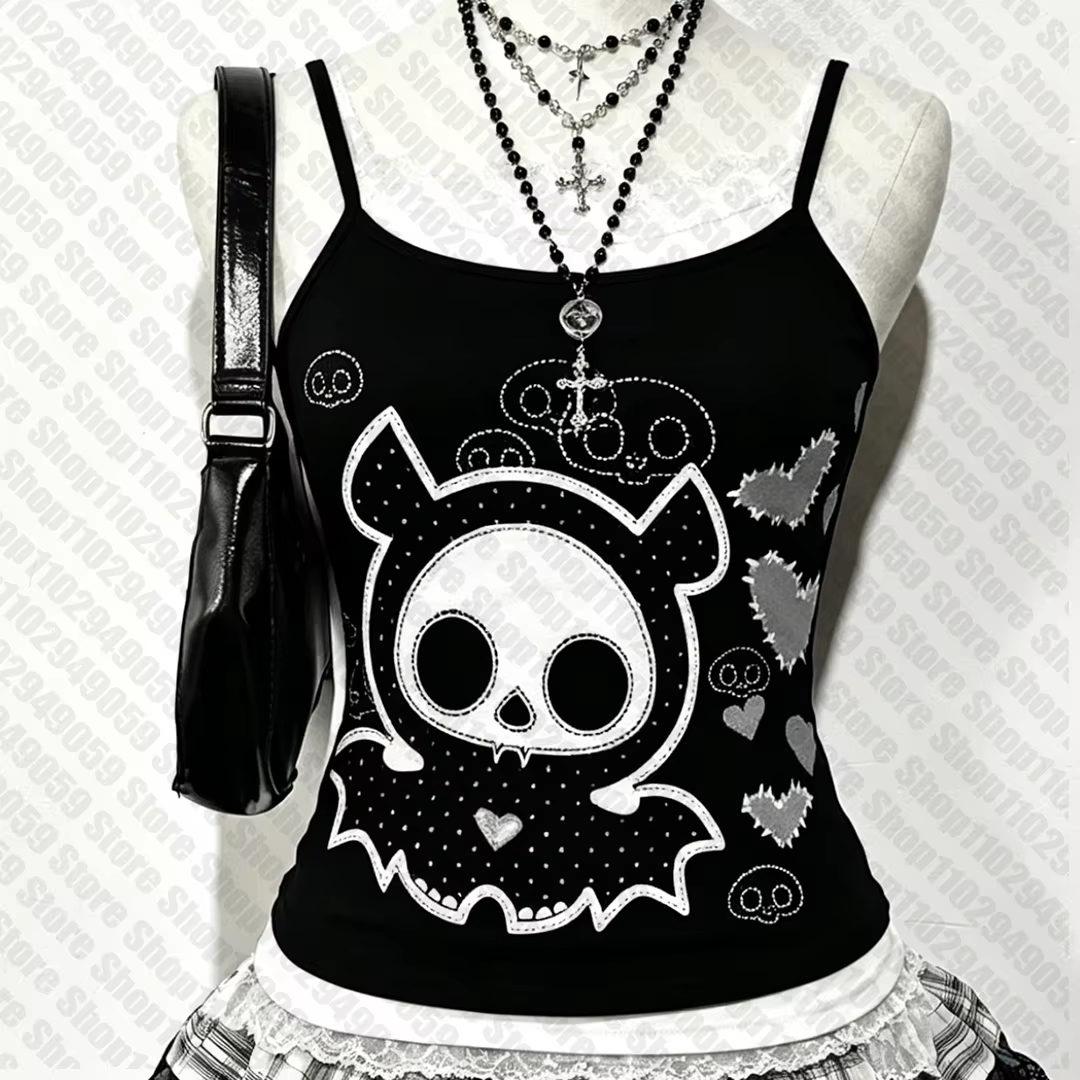 Débardeurs et Camisoles Kawaii pour Femmes, Esthétique Y2K Années 2000, Vêtements Gothiques, Crop To