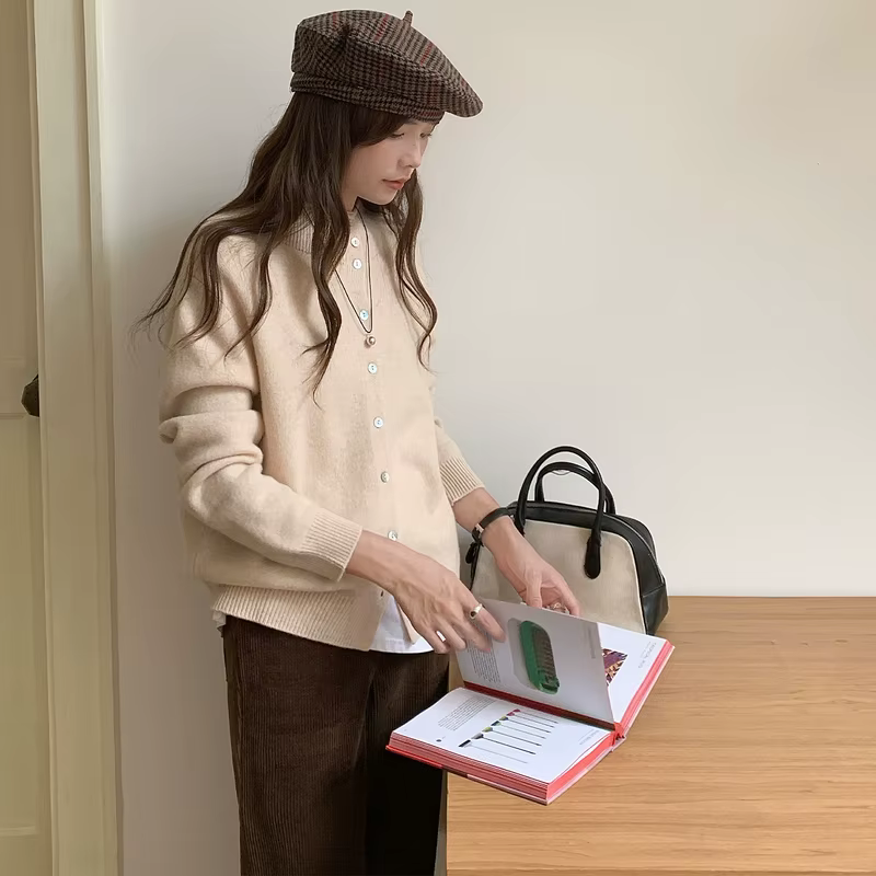 LDZWSM 100% laine haute qualité tricot pull demi-col roulé Cardigan manteau automne et hiver nouvell