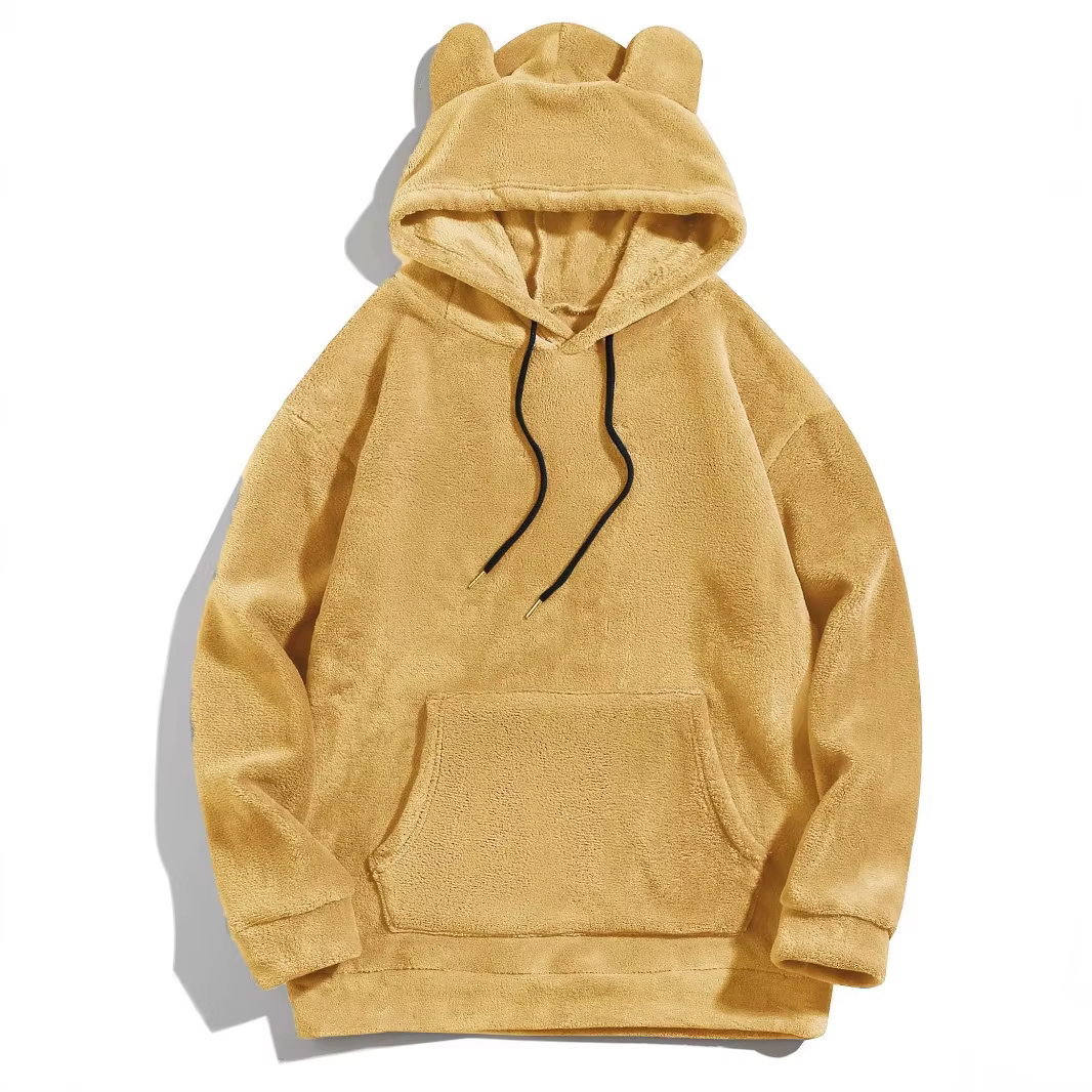 Sweats à capuche chauds drôles pour hommes et femmes, oreilles d'ours, vêtements décontractés, sweat