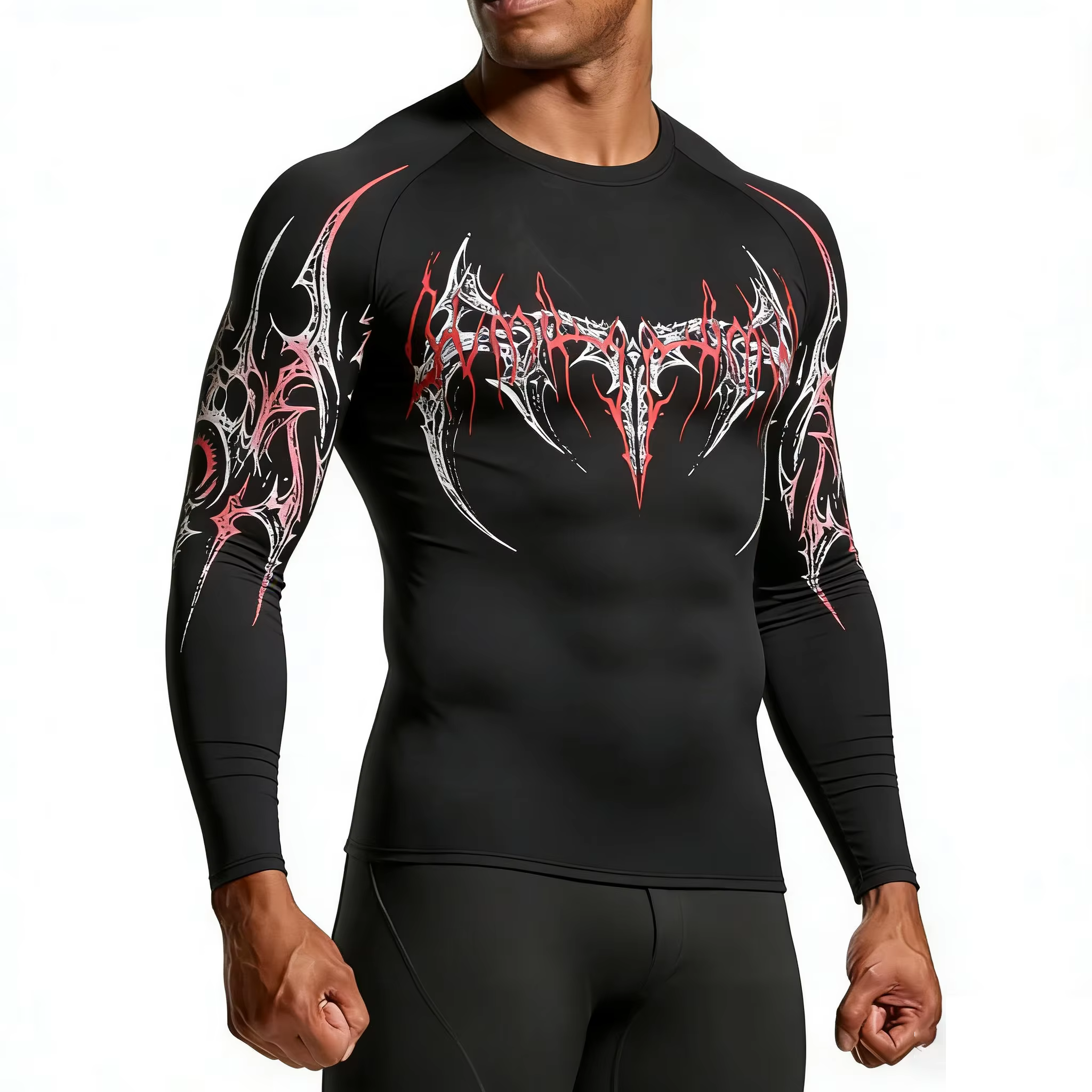T-shirt à manches longues pour homme, t-shirt de sport compressif, vêtements de sport, collants moul