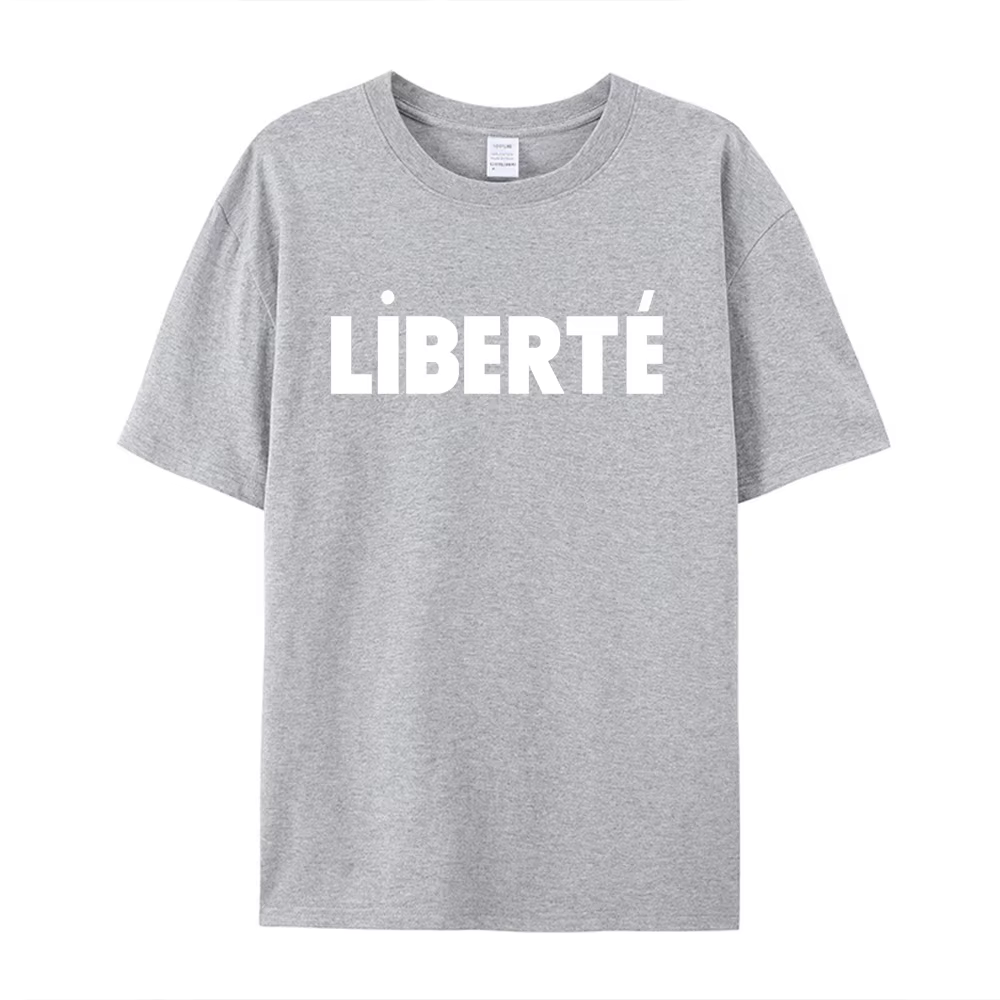 Liberte lettres françaises impression femme élégant à manches courtes t-shirts été ample coton décon