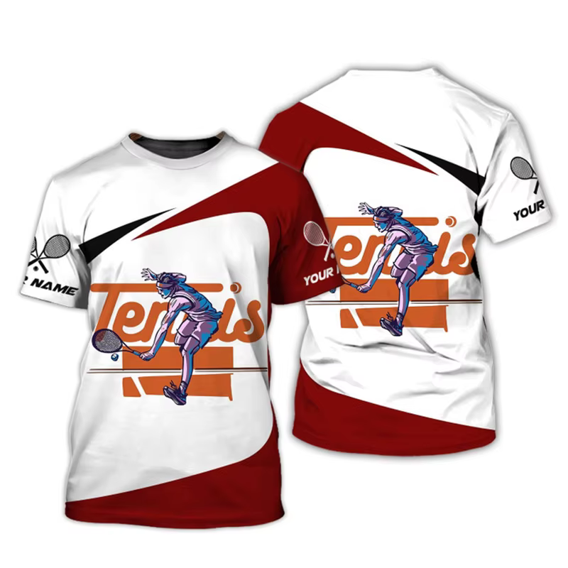 Nom personnalisé balle de Tennis graphique T-shirt hommes femmes Sport mode rue à la mode col rond t