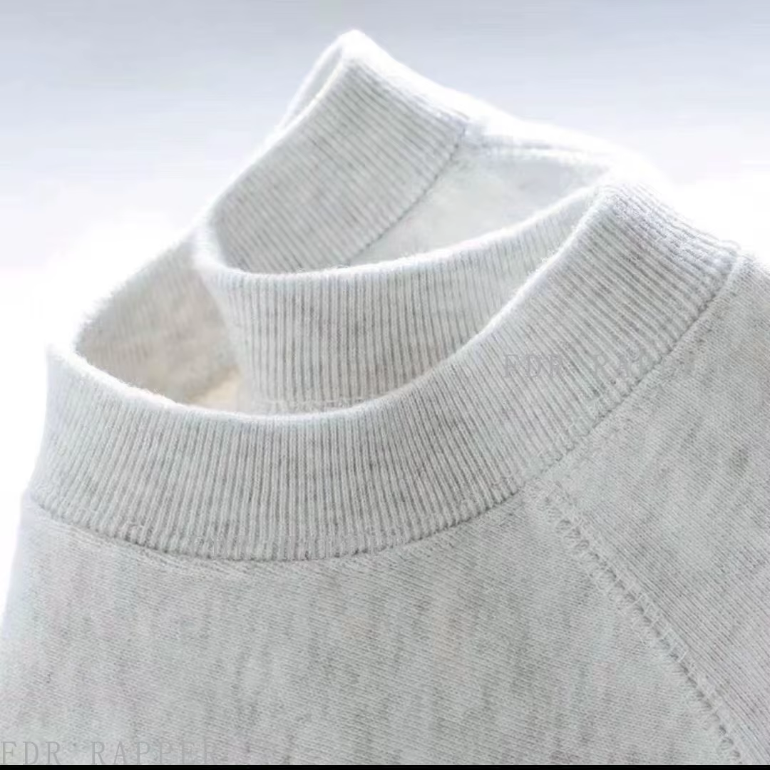 600G/ ㎡ T-shirt à manches longues pour hommes, chemise à bascule avec petit décolleté, ample, pur