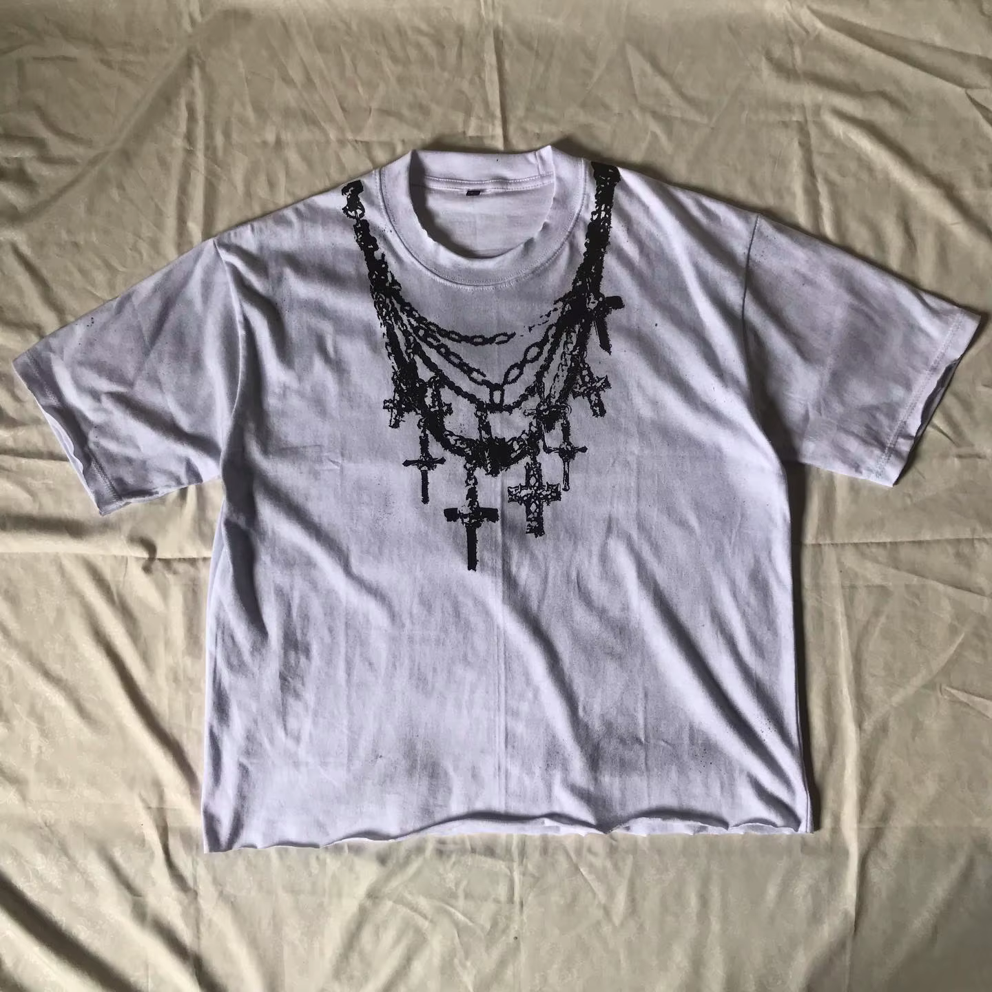 Nouveau T-shirt Cyberpunk tendance pour jeunes, en coton épais, manches courtes, coupe carrée, impri