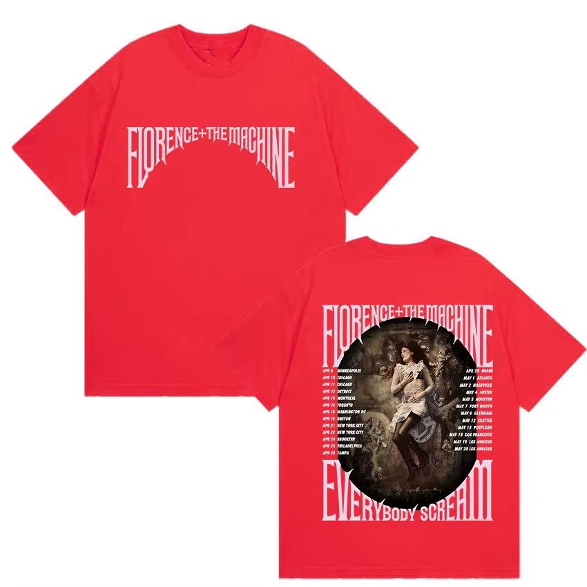 Florence + The Machine Everybody Scream Tour 2026 T-shirt graphique pour hommes et femmes, Vintage H