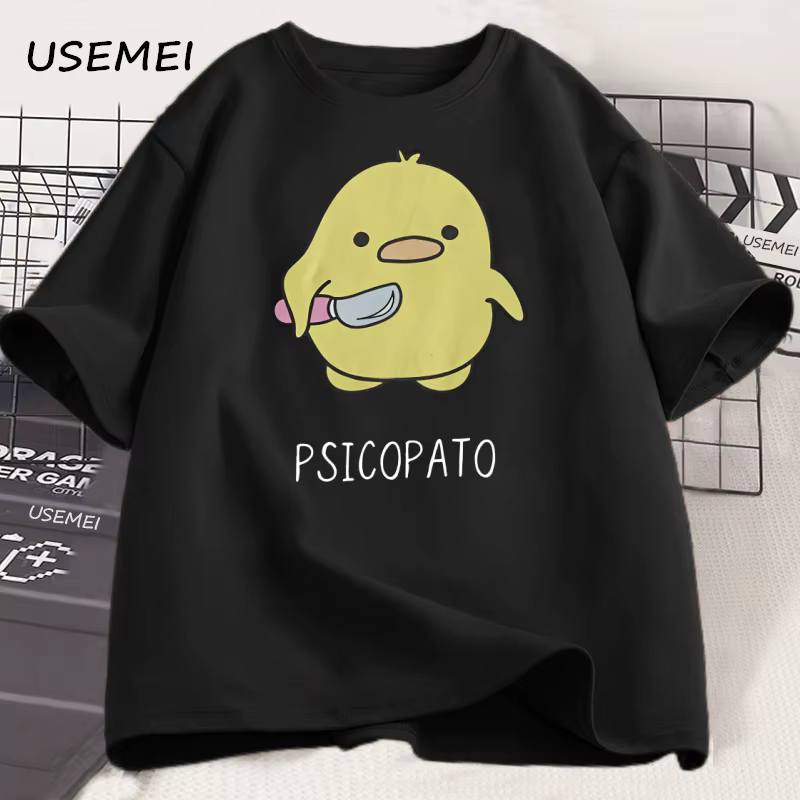 Psicopato T-shirt hommes femmes mignon canard avec couteau T-shirt décontracté à manches courtes cot