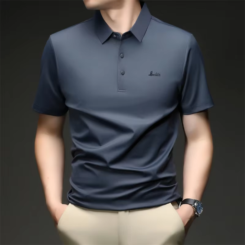 Polo décontracté pour hommes, t-shirt à manches courtes, hauts élastiques pour le travail, le bureau