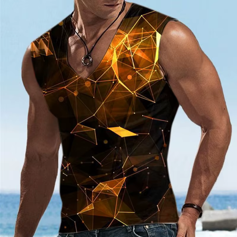 Débardeur à motif de rayures géométriques pour hommes, coloré, Cool, imprimé en 3D, décontracté, amp