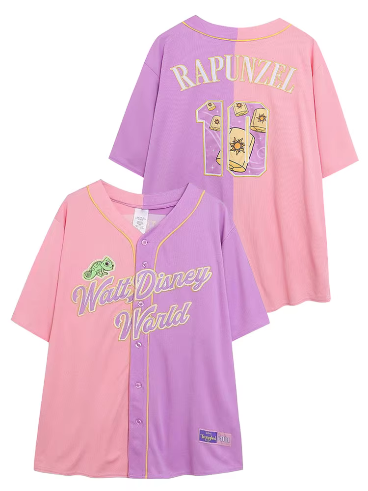 T-shirt brodé Disney World à séchage rapide, style baseball, pour femme, décontracté, motif dessin a