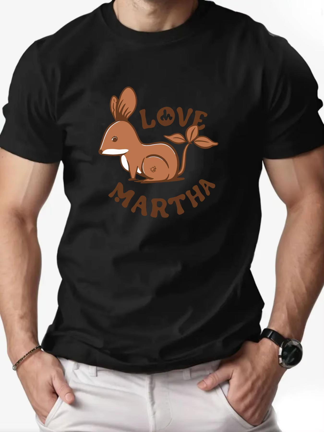 T-Shirt homme Animal écureuil dessin animé motif été loisirs respirant 100% coton hommes col rond T-