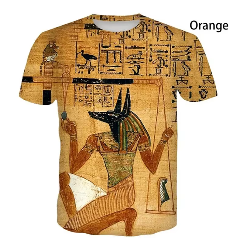 T-shirt à manches courtes pour hommes et enfants, streetwear vintage, imprimé 3D, horus, prairie, di