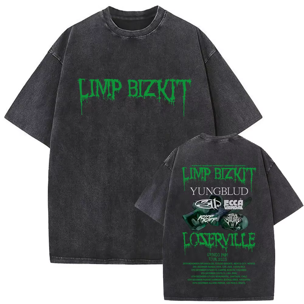 Y2k t-shirt hommes vêtements lavé Vintage groupe de Rock Limp Bizkit Album graphique 2025 hommes vêt
