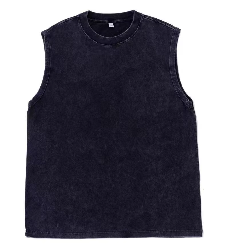 Débardeur Homme 230g Vintage Délavé 100% Coton – T-shirt Sans Manches Décontracté d'Été Streetwear C
