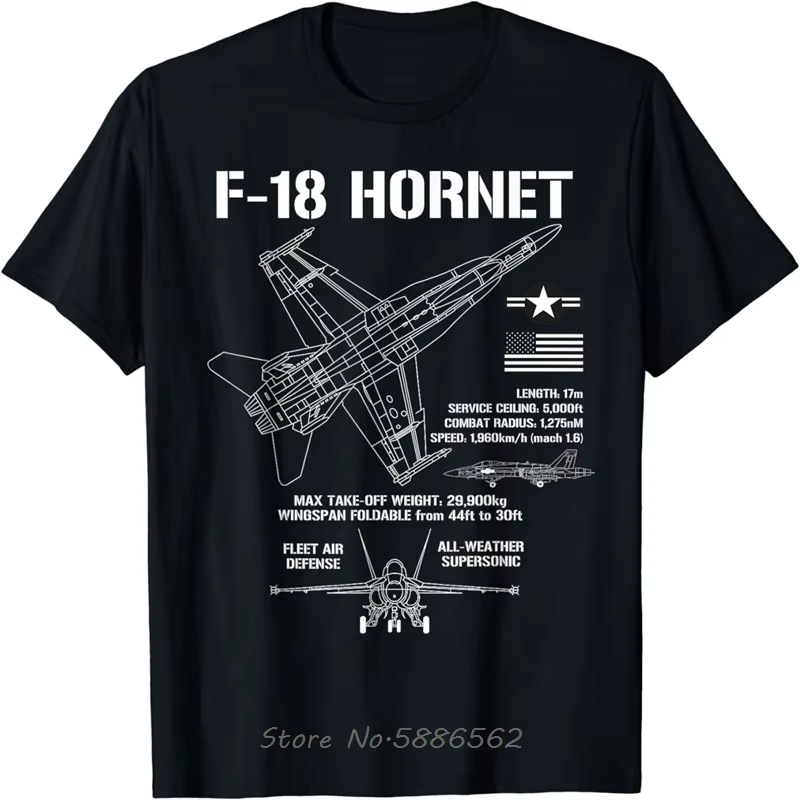 F-18 Hornet Fighter Jet Specs avion militaire F18 T-Shirt surdimensionné unisexe T-Shirt coton Fitne