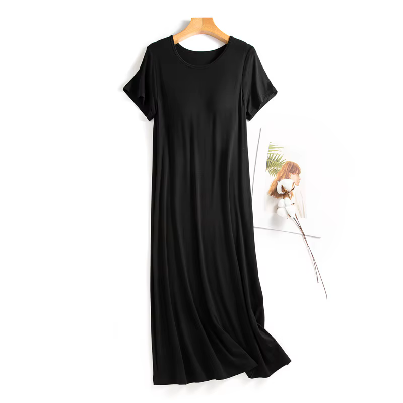 Chemise de nuit à manches courtes pour femmes, chemise de nuit décontractée, coussretours de poitrin