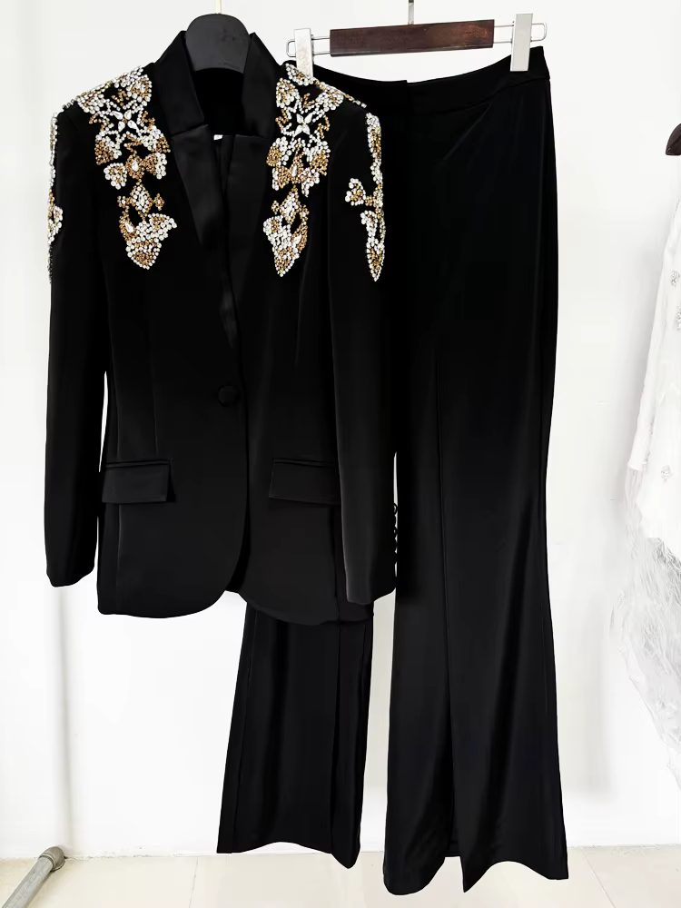 Ensemble 2 pièces de costume de créateur pour femme, collection 2026, style urbain, avec blazer à co
