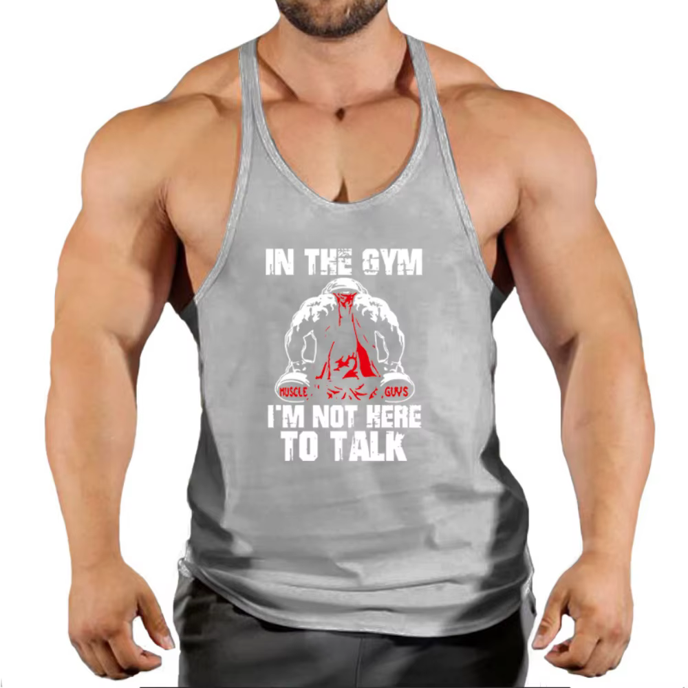 Gilet sans manches à motif imprimé pour homme, sport de course musculaire, musculation, confortable,