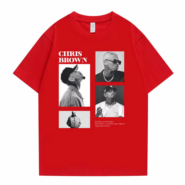 Pop chanteur Chris marron imprimé graphique t-shirt hommes femmes Hip Hop mode surdimensionné t-shir