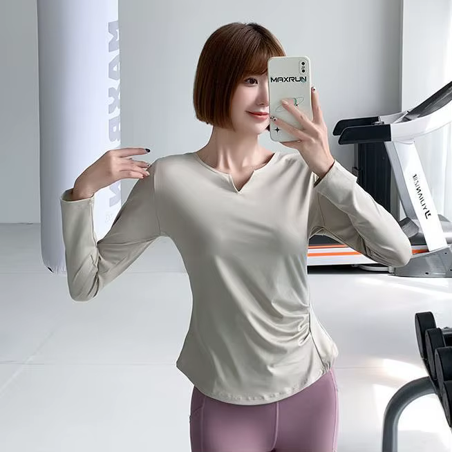 Hauts de sport pour femmes, hauts de Yoga Slim à col en v, hautement élastiques, pour Fitness haut d