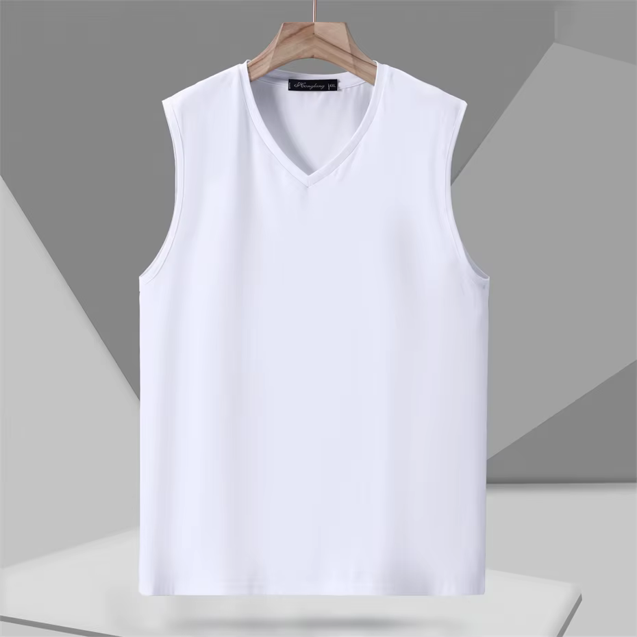 Black White Solid Color Tank Tops Men 10XL 11XL Plus Size Tank Tops Summer V-neck Vest Male Fashion